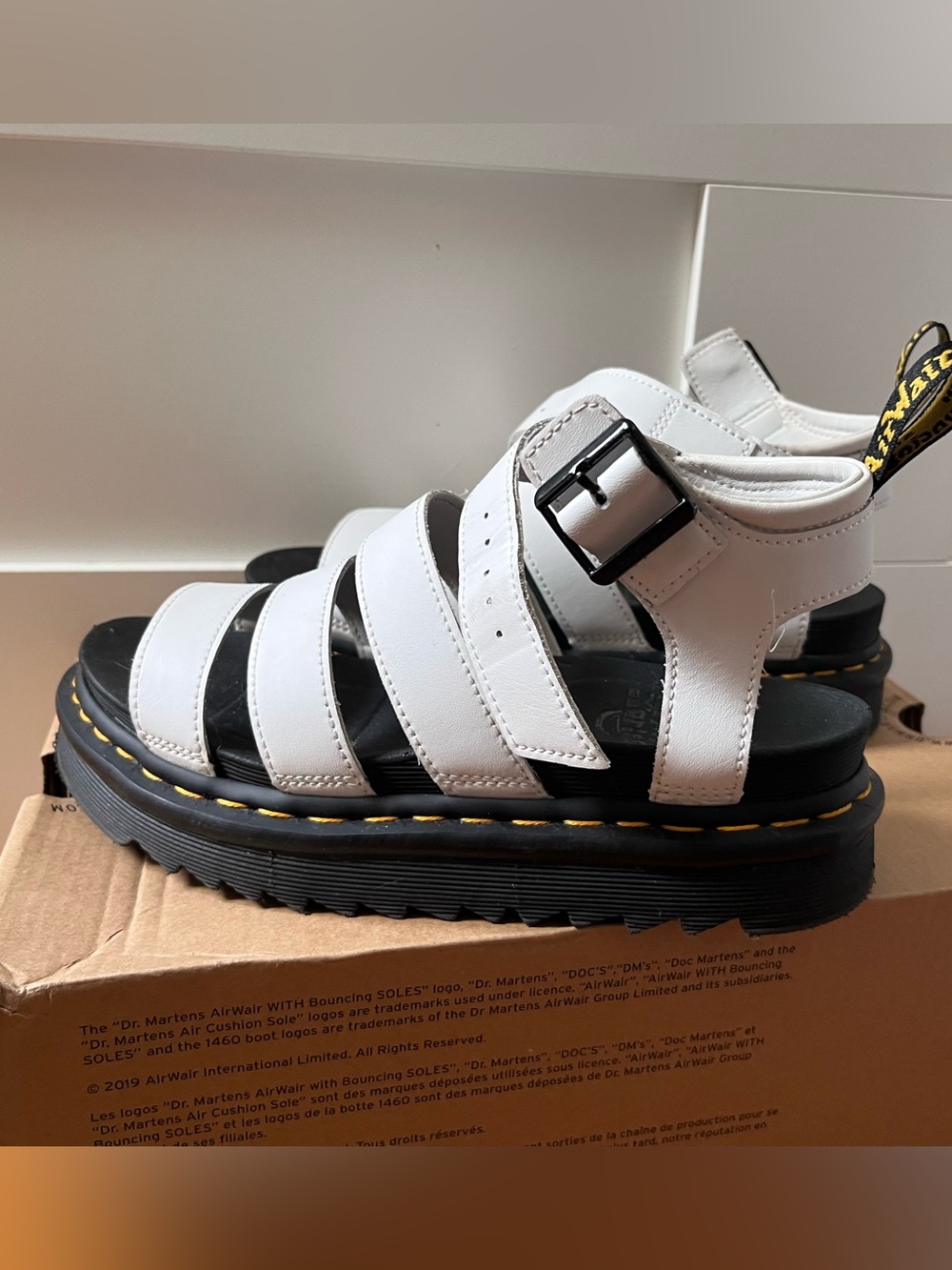 Dr. Martens Blaire White Leather Strappy Sandals